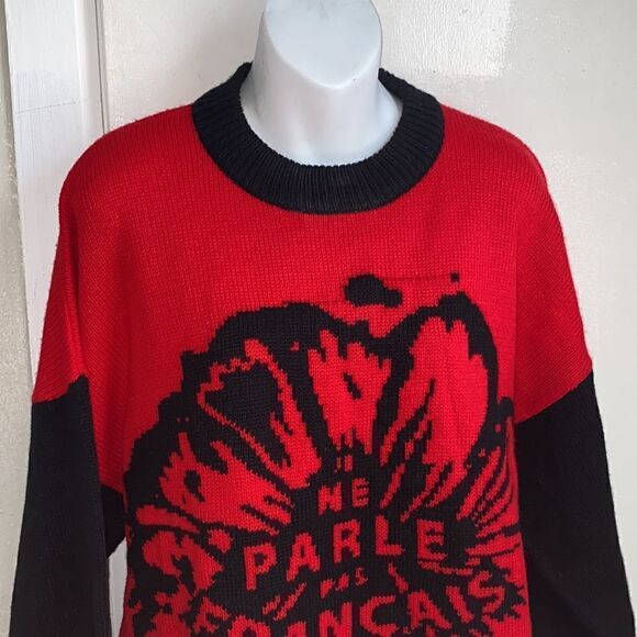 TOPSHOP Dixieland Slogan Red and Black Sweater-M - Picture 3 of 6